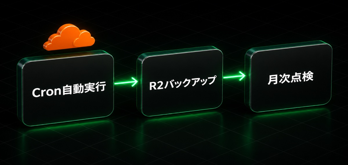 Cron自動実行→R2バックアップ→月次点検の流れ(HarnessのCloudflare本番運用)