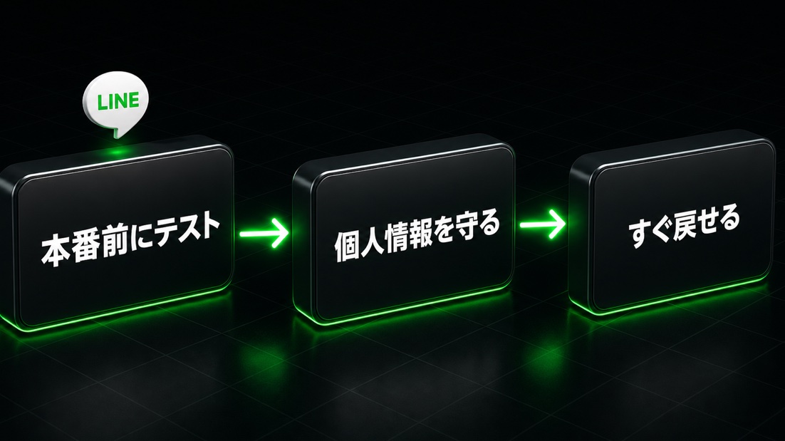 本番前にテスト→個人情報を守る→すぐ戻せるの流れ(Harnessを壊さずBANを避ける安全運用)