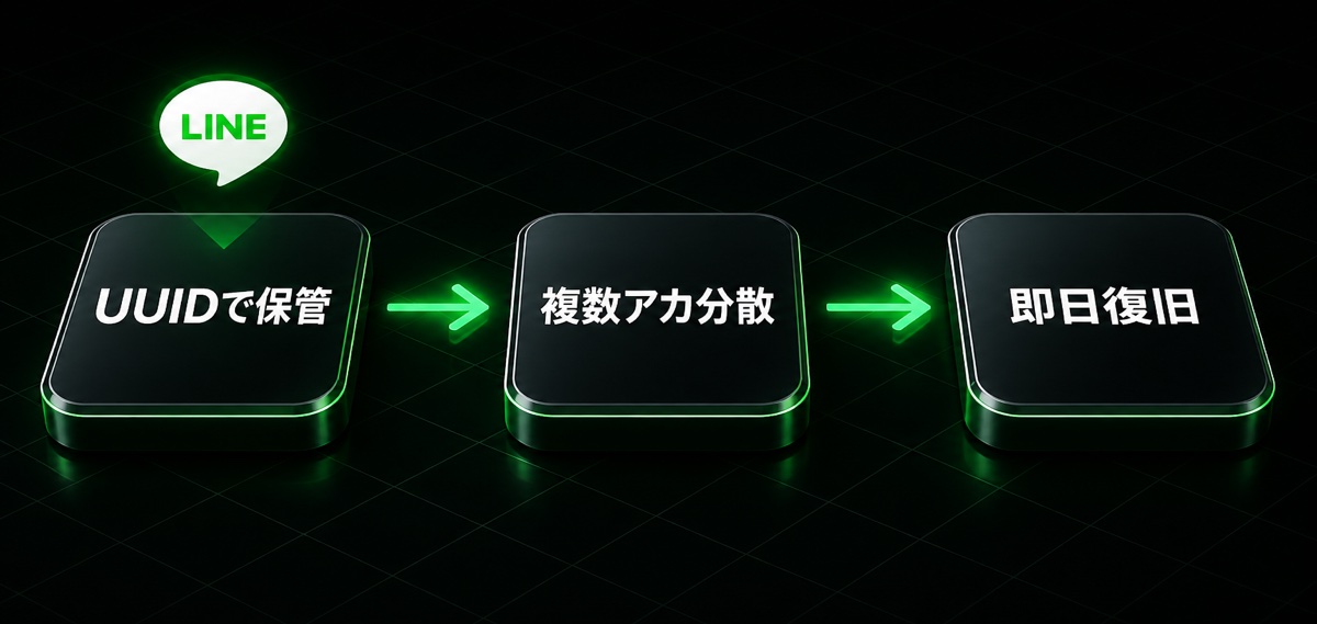 UUIDで保管→複数アカ分散→即日復旧の流れ(LINE公式アカウントのBAN対策・凍結対策を徹底解説)
