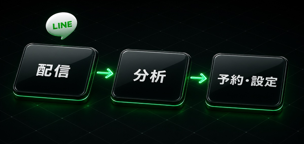 配信→分析→予約・設定の流れ(L Harness管理画面の使い方)