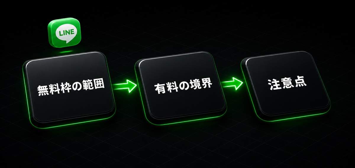 無料枠の範囲→有料の境界→注意点の流れ(L Message(エルメ)の料金とデメリット・評判を徹底解)