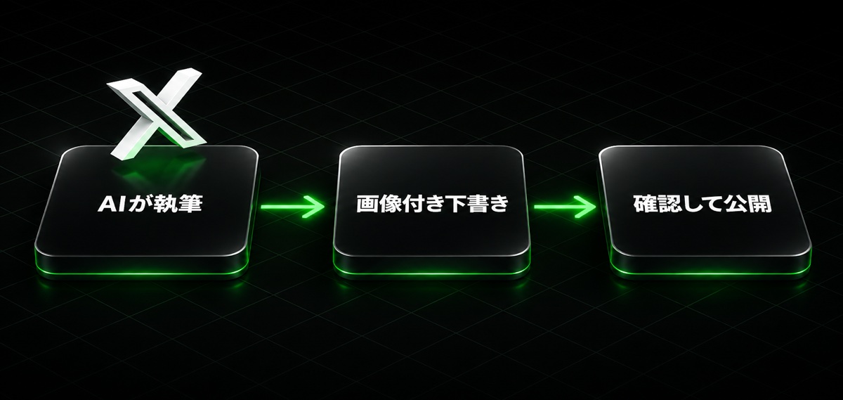 AIが執筆→画像付き下書き→確認して公開の流れ（X ArticleをAIで作る手順）